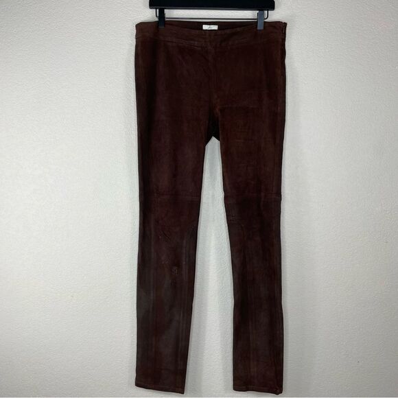 Joie Brown Lamb Leather Pants Size 12 - Picture 1 of 10